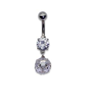 Quality OEM Shiny Zircons Belly Button Piercings Jewelry Curved Silver Belly Bars wholesale