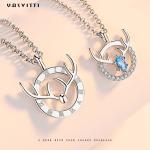 15.7in 8g Sterling Silver Jewelry Necklaces Lovers Deer Antler Pendant ODM