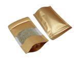 ROHS Gold Mylar Stand Up Bags With Line Clear Window