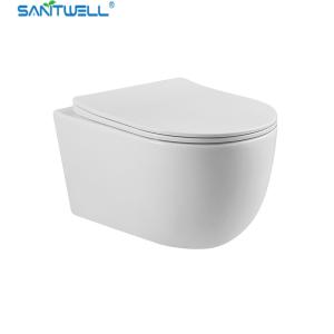 Quality Sanitwell SWJ1125 Bathroom wc white toilet bowl rimless flush wholesale