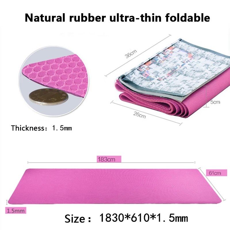 Ultra-thin Travel Mat, foldable yoga mat, Natural Rubber Material Travel mat, Lightweight Yoga Mat