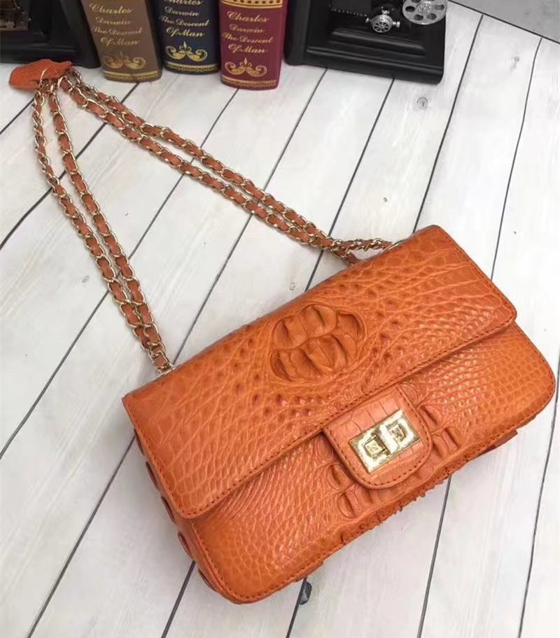 Genuine Crocodile Skin Lady Flap Purse Female Single Cross Shoulder Bag Real Alligator Leather Women's Messenger Bag