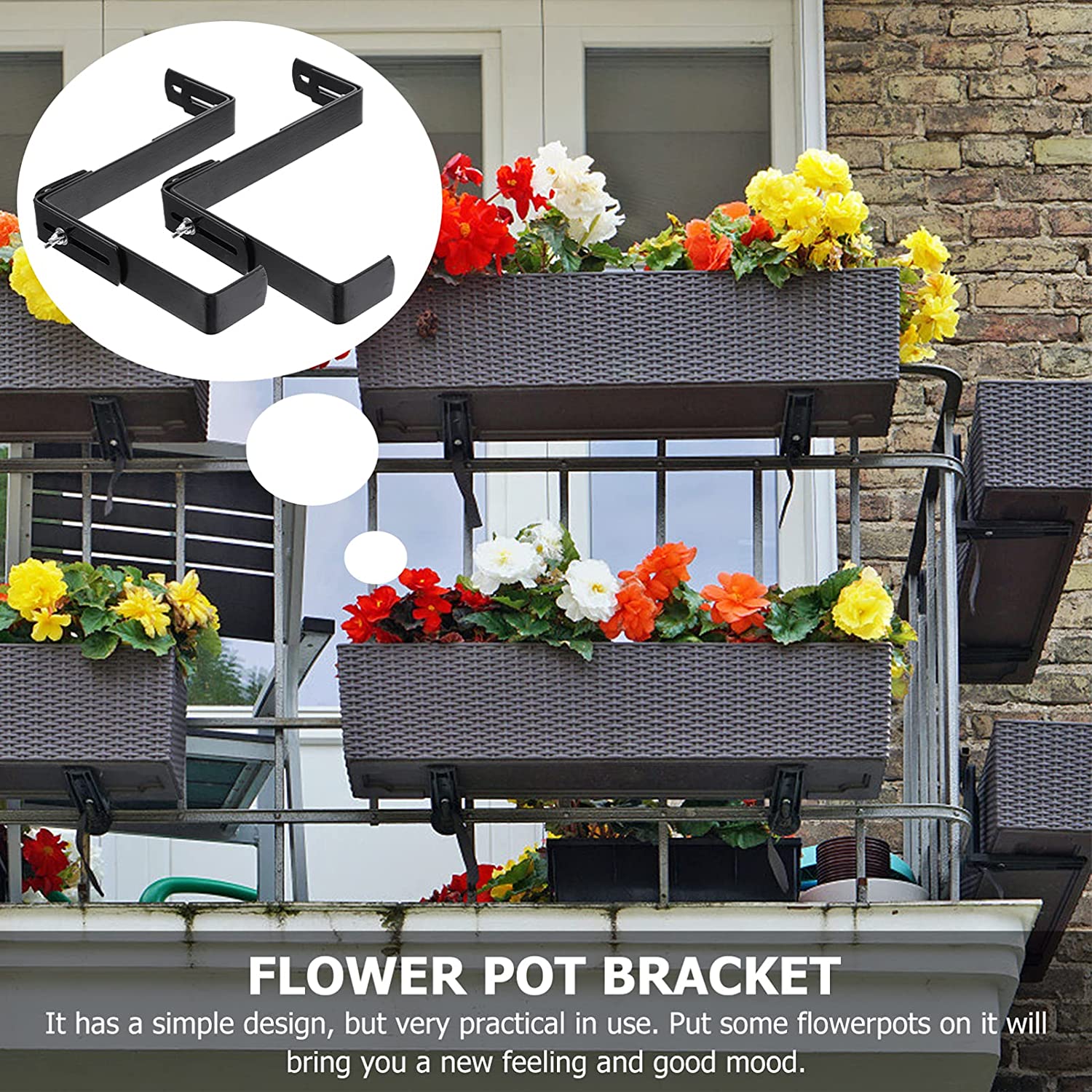 Standard Balcony Hanging Hooks Flower Window Box Brackets for Balcony Decoration