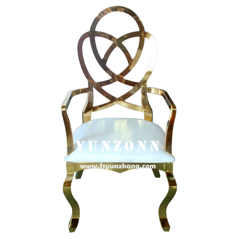 Fancy Wedding Furniture Rose Carved Back Hotel Restaurant Chair Gold Stainless Steel Banquet Chair