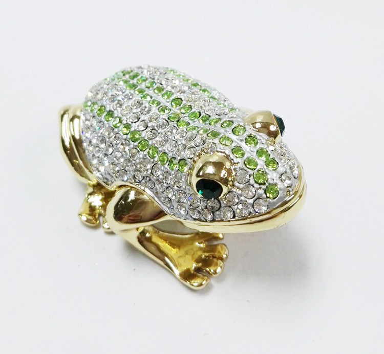 Animal trinket jewelry box Frog diamond decoration pewter jewelry box