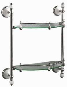 Quality 53002 double glass shelf bathroom accessory zinc chrome finish tumbler holder towel bar paper holder soap dish wholesale