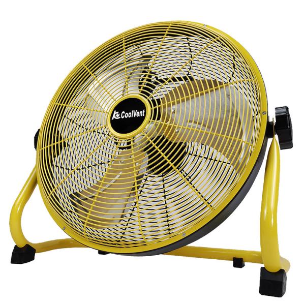 DC Recharge Industrial Ventilation Fan 12inch Yellow / Black Portable Floor