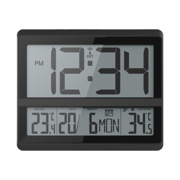 Radio-controlled Digital Table Clock with Indoor Outdoor Temperature 22.6 x 2.7