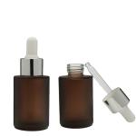 Frosted Flat Shoulder Hair Oil Glass Serum Dropper Bottle 30ml Square Painting