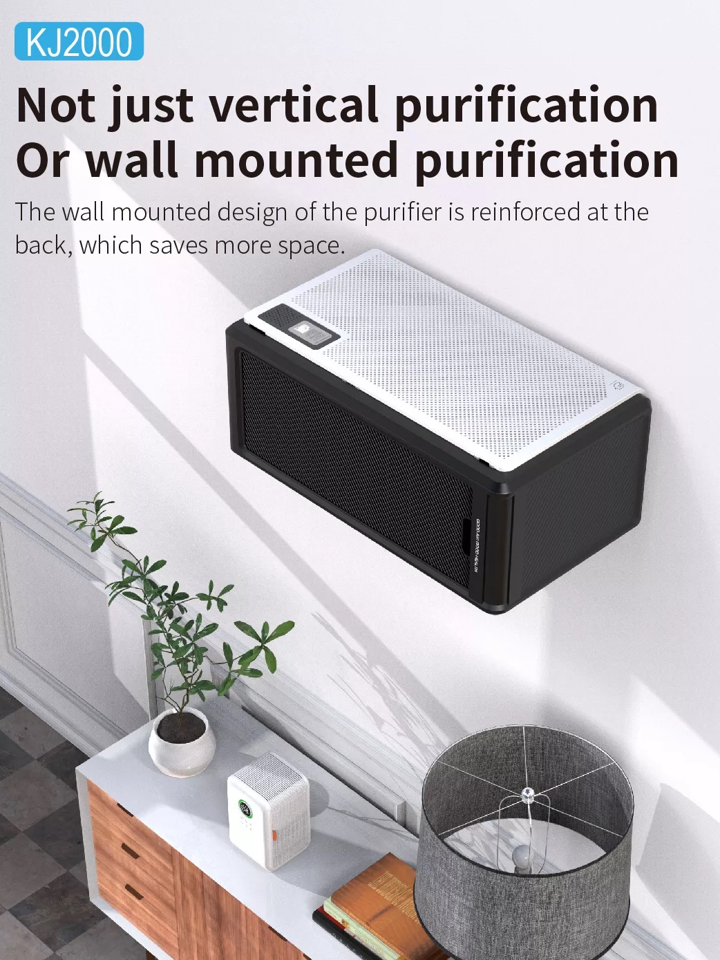 2022 Top Rated High CADR Wall Mounted Medical Commercial Office Home H13 H14 HEPA Filter Air Purifier