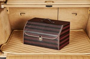 Quality PU Wooden Black Auto Storage Organizer , Trunk Storage Organizer 50 * 32 * 30cm wholesale