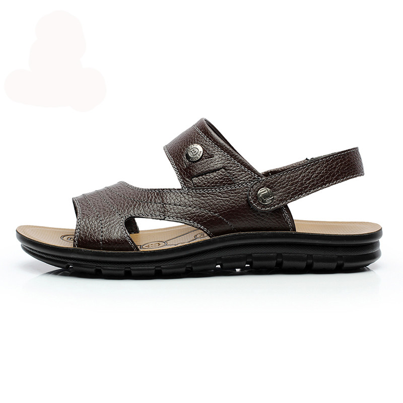 2 In 1 Mens Handmade Leather Sandals Chocolate Brown Sandals For Summer