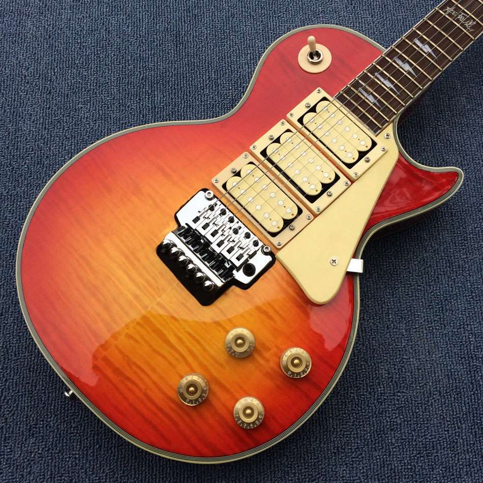 New arrival Custom LP electric guitar with 3 pickups ,Rosewood Fingerboar & Cherry Sunburst color guitar, Free shipping