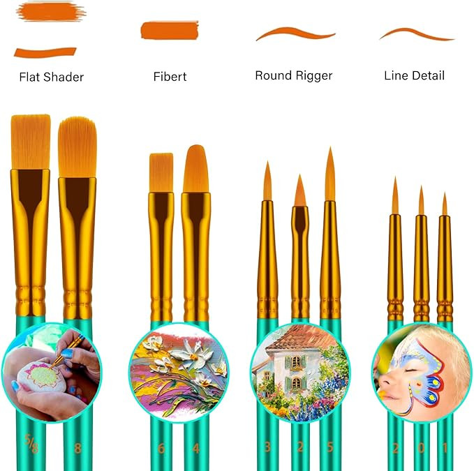 Customized Logo Green Art Brushes Set For Acrylic Oil Watercolor Painting
