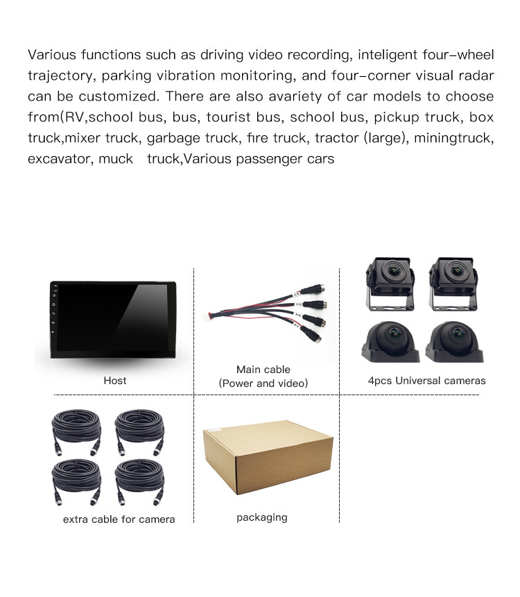 RoHS RV Backup Camera System IPS For Truck Trailer Van Quad Split Monitor Recording