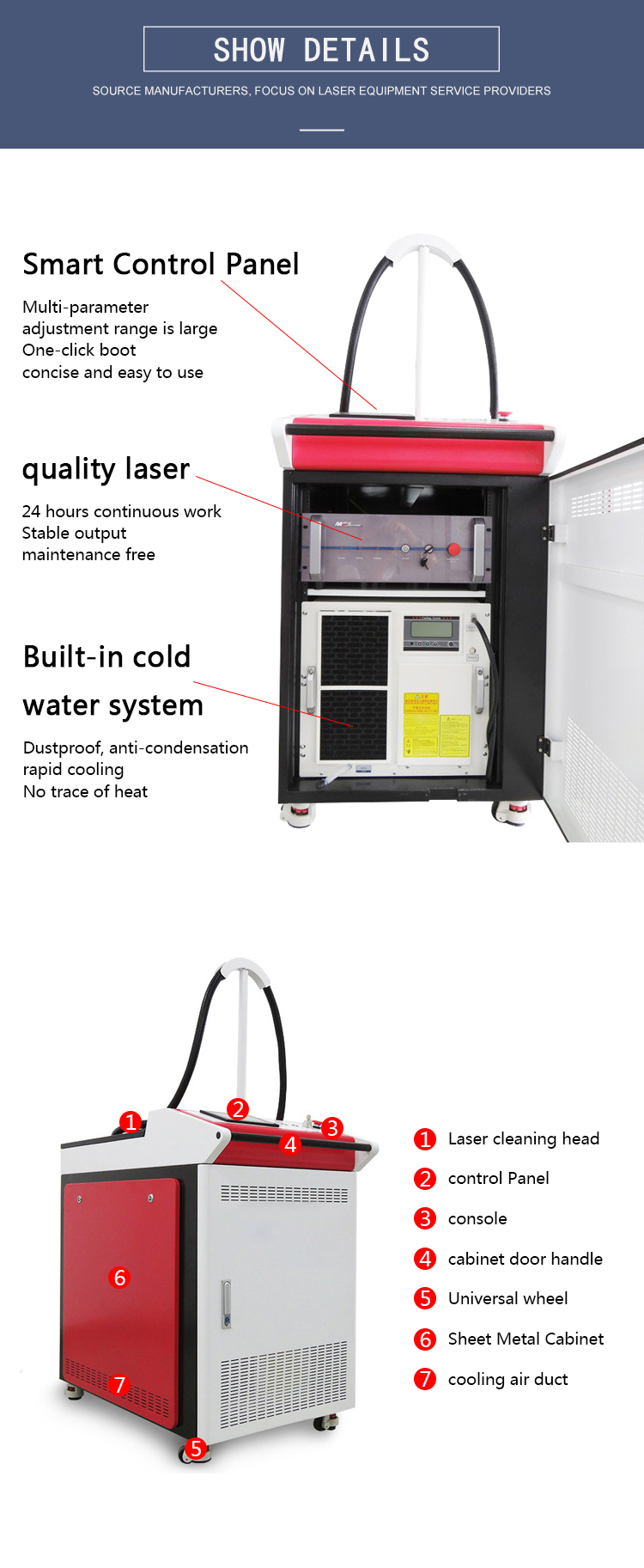 2000W Handheld Laser Cleaning Machine for Degreasing and Rust Removal Power Adjustment Range 10%-100%
