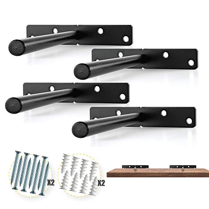 6-Inch Metal Steel Bracket Heavy-Duty Floating Shelf Bracket for White Floating Shelf