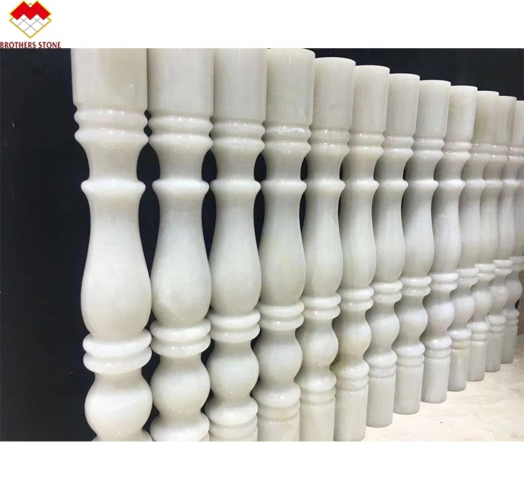 Standard or Customized Size White Onyx Marble Alabaster Stair Baluster for Luxury Homes