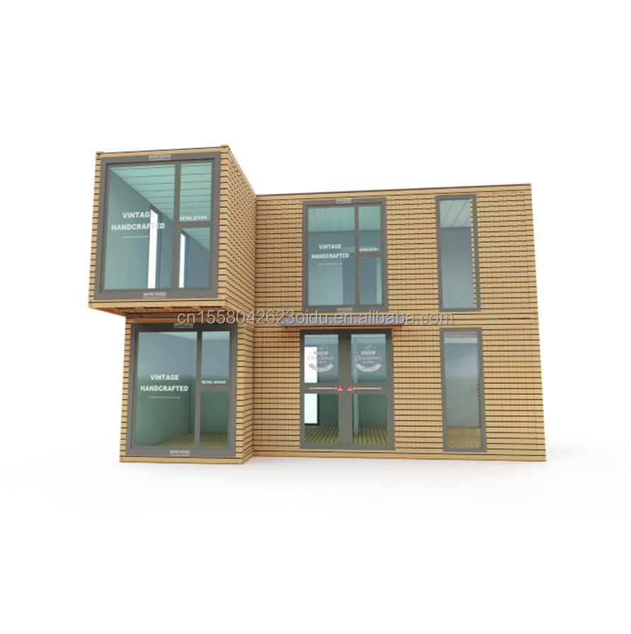 Modern Double-Story Prefab Farmhouse for Outdoor Office Residential Made from Sandwich Panel and Galvanized Steel Bending