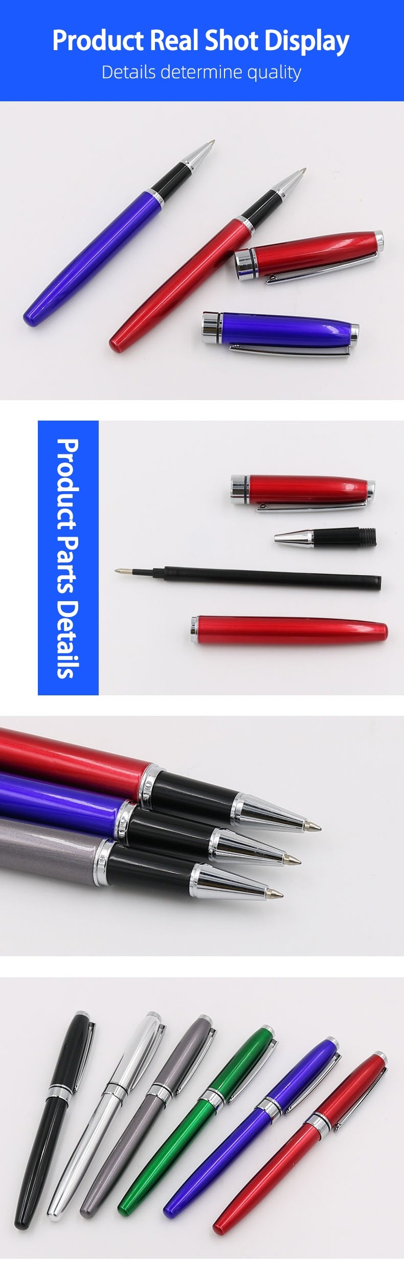 Metal Roller Ball Pen 1.0mm Bullet Tip Classic Ballpoint Pens Gel Ink Signature Pen