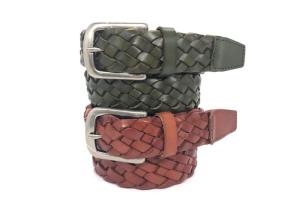 Quality Men's Casual Real Braided Leather Belt Antique Silver Pin Buckle 35mm wholesale