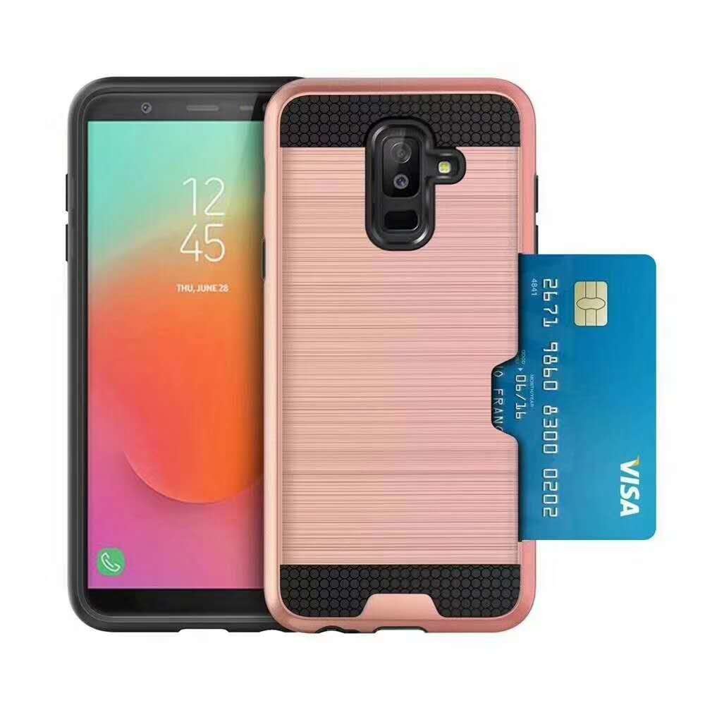 Colorful Metal Brushed with Side Card Pocket Function Protective Shell For IphoneXS IphoneXS MAX IphoneXR Iphone8 Plus