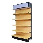 Retail Store Wood Gondola Shelving Wood Grain Transfer Heavy Duty Shelves