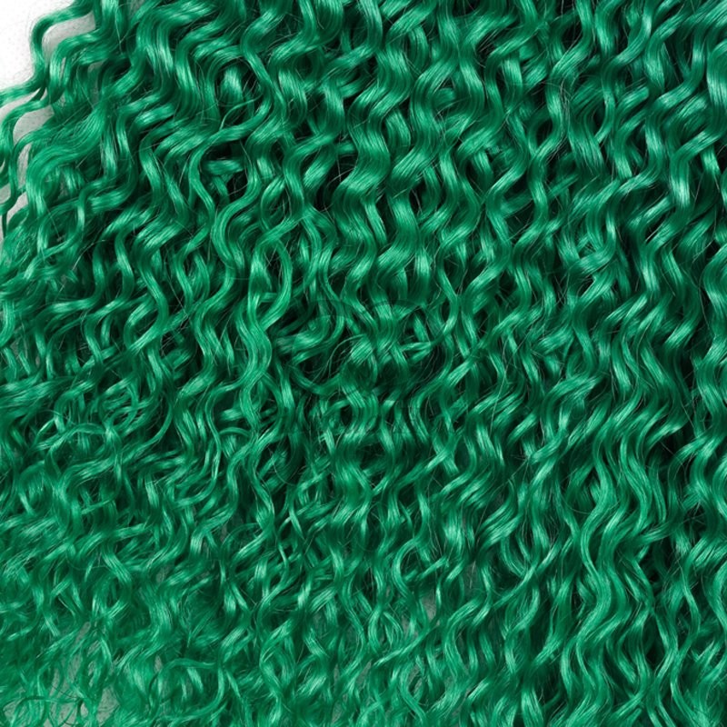 #T1B/Green Kinky Curly Remy Human Hair Bundles Sew In Weave Bundles Brazilian Bundle Deals