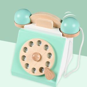 Quality Retro Simulation Phone Playset Wooden Educational Toy For Children wholesale