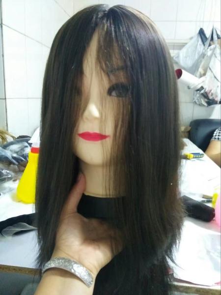 14 Inches European Virgin Hair Jewish Wigs Natural Color Natural Straight Big