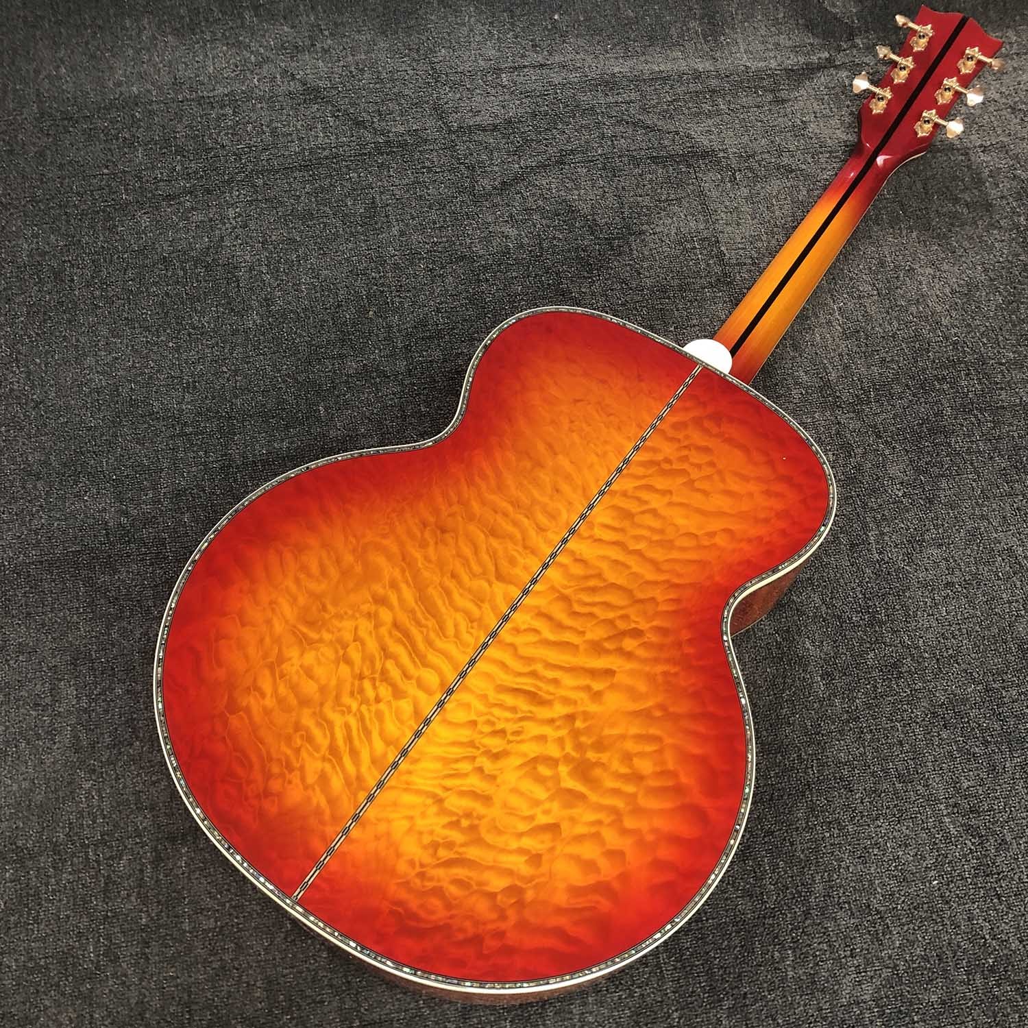 Custom Grand jumbo 43 inch J200 water ripple back side with kinds colors Acoustic Guitar life tree inlay neck, vintage