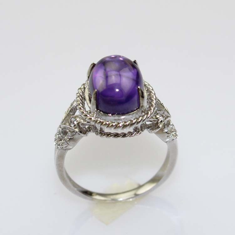 Gemstone Jewelry 8mmx10mm Ruby Cubic Zirconia 925 Silver Ring (R74)