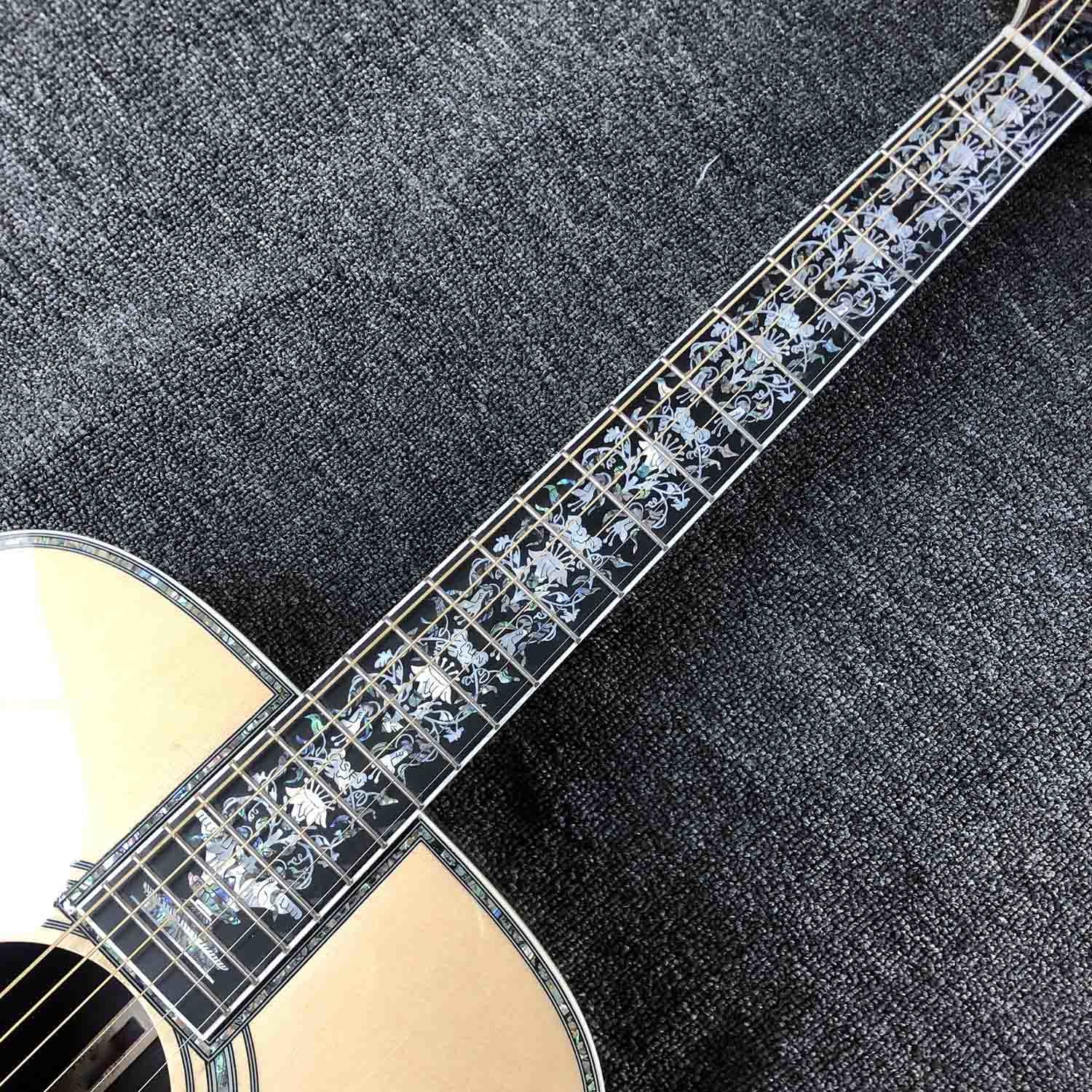 Custom AAAAA Handmade D100AA All Solid Wood Vintage D Dreadnought D100A Acoustic Guitar Deluxe Full Abalone Binding