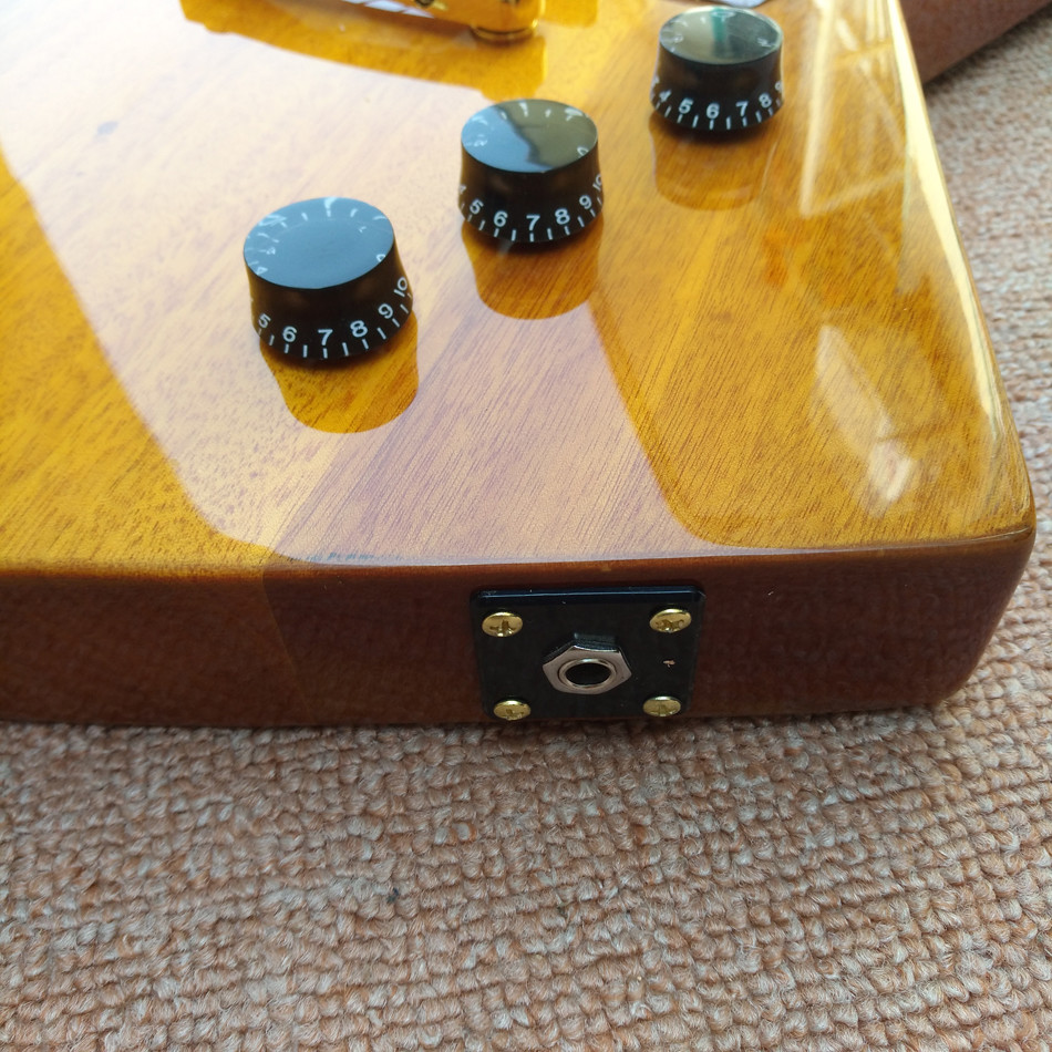 RD type Electric Guitar in Natural wood color, Custom Shop RD guitar with Chrome hardware, Dots inlays, Free shipping