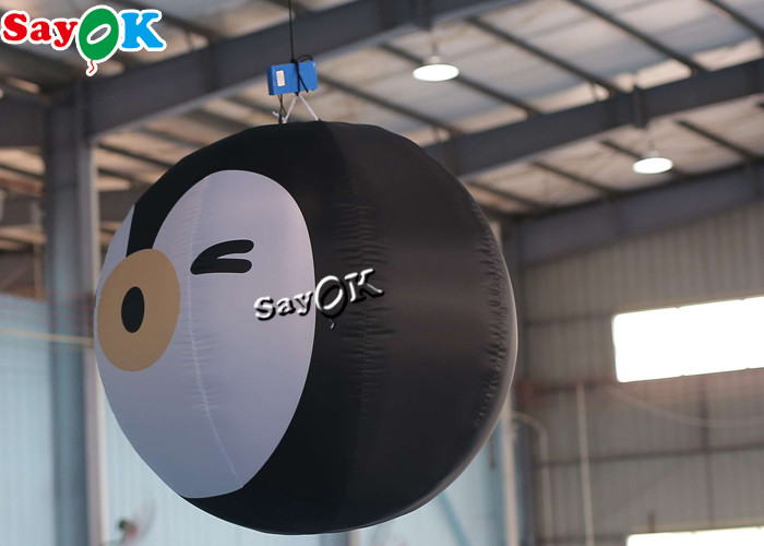 2m Black Inflatable Lighting Decoration Penguin Cartoon For Outdoor