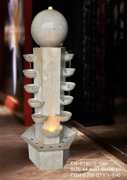 Garden Marble Effect Wood Rattan Garden Fountain