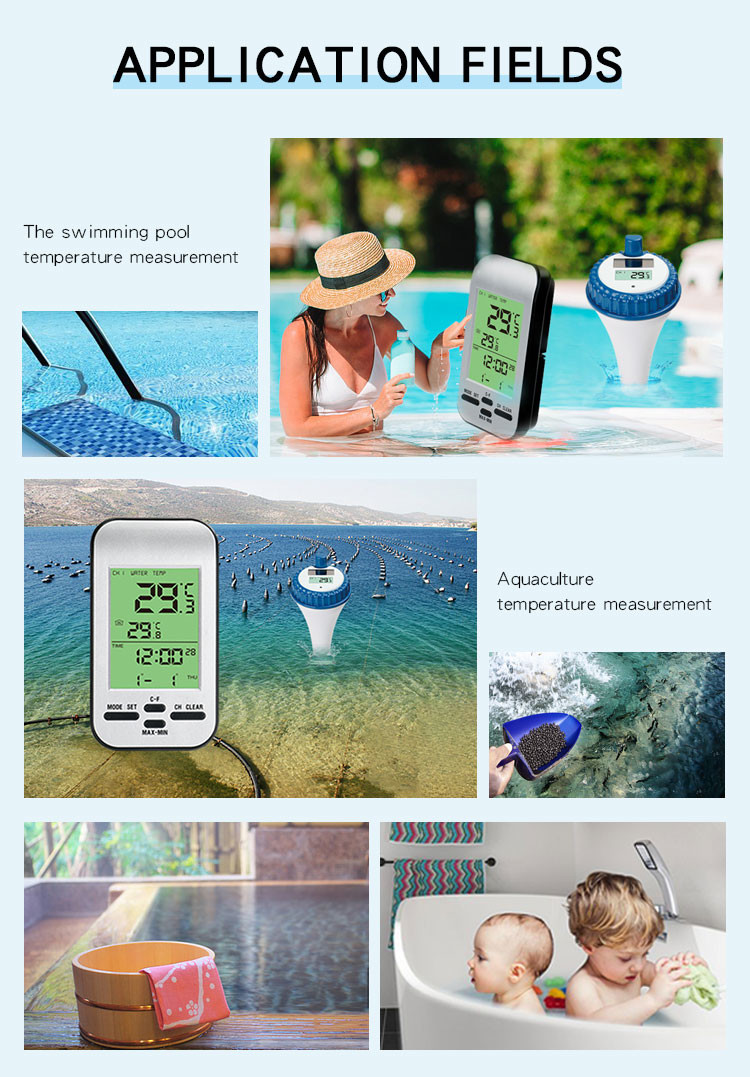 Solar Panel Charges Batteries Digital Water Temperature Monitoring Wireless Aquaculture Instant Read Thermometer