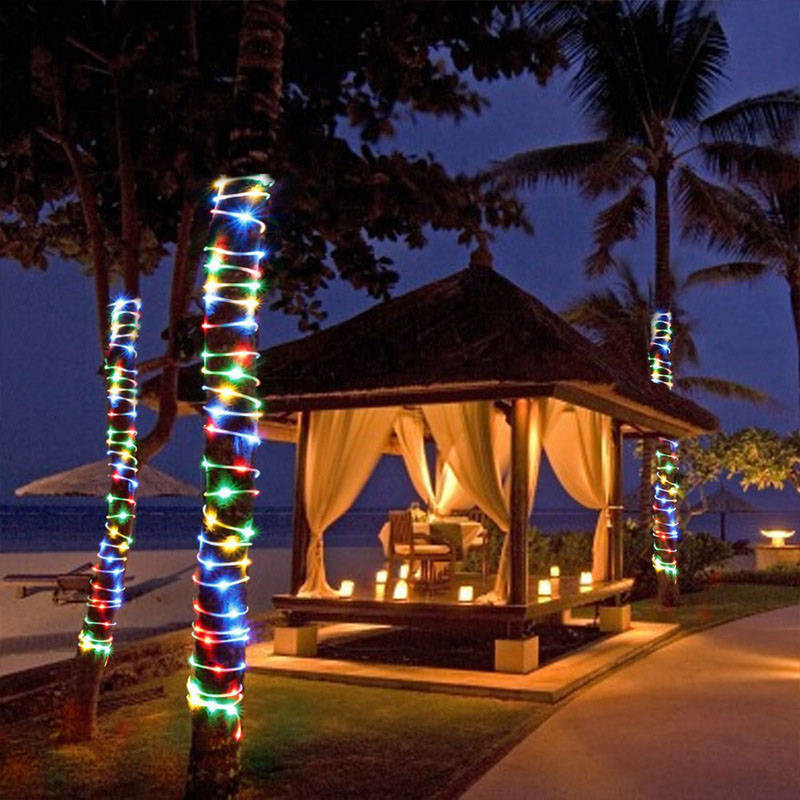 Flexible 170MA Solar Christmas Lights 39ft Led Lamp Beads 8 Mode