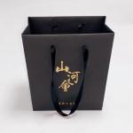 Coffee / Gift Kraft Paper Bags Grocery Shopping With Gold Foil Stamp Logo