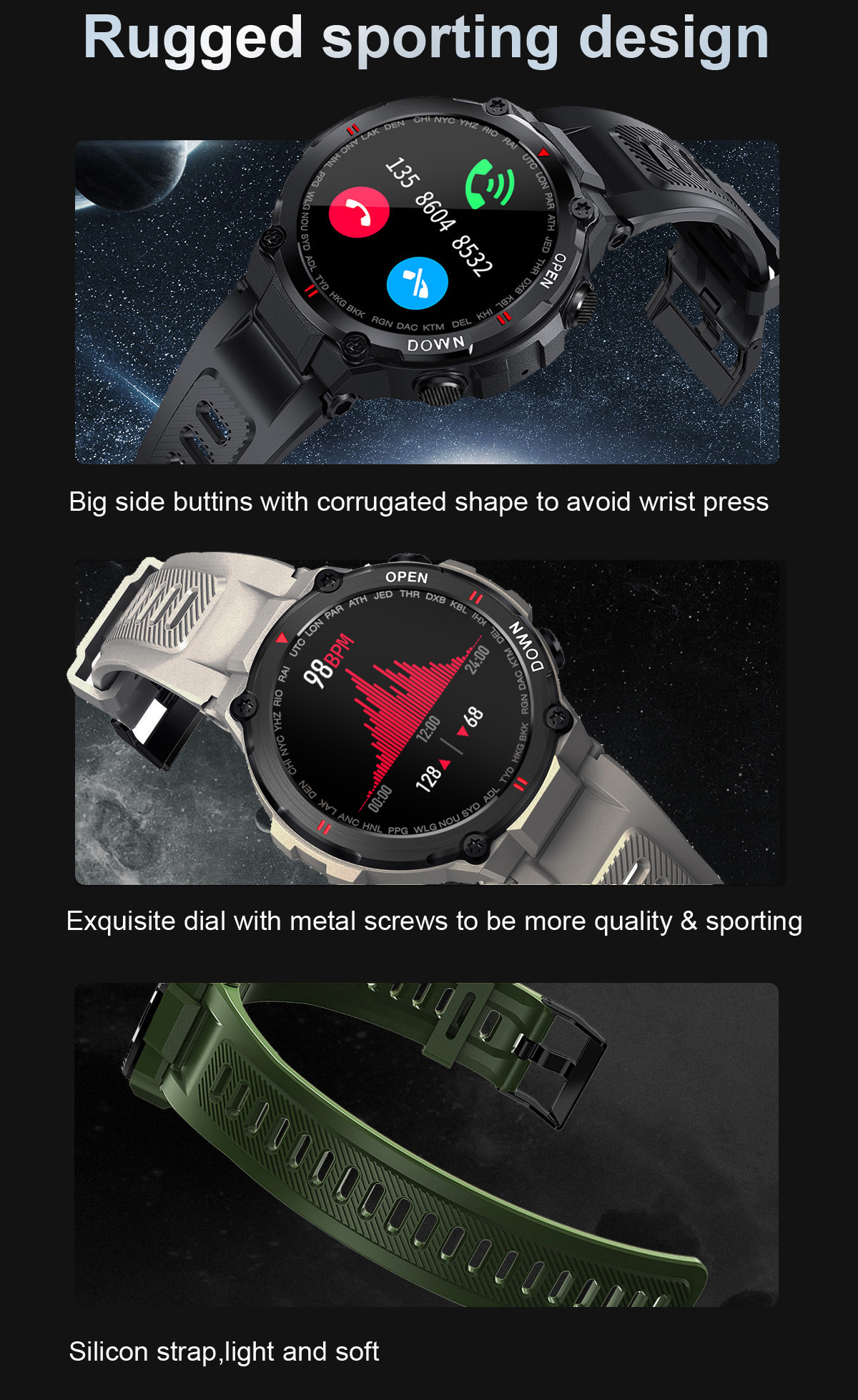 K32 Smartwatch 400mAh Blood PressureSuper Long Standby Time