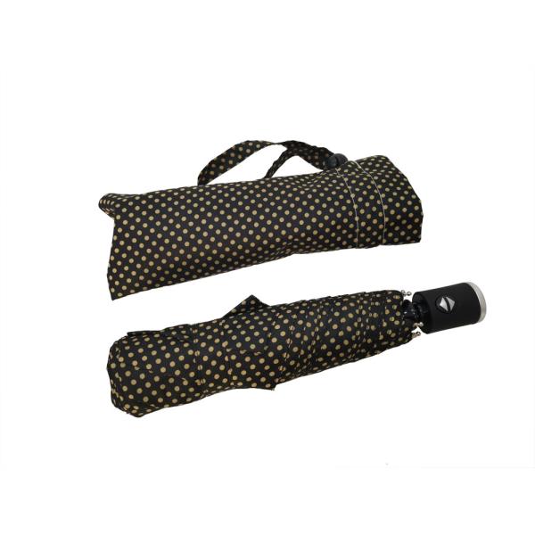 Black 3 Folding Auto Open Close Umbrella Superlight Weight Black Rubber Coating
