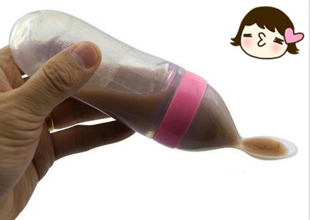 Design latest silicone baby feeding bottle with spoons, Baby silicone feeding bottle/baby feeding bottle with spoon