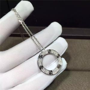 Quality 18K White Gold Love Necklace , Real Diamond Paved 18k White Gold Necklace wholesale