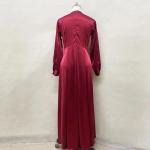 Turkey Arab Oman Elegant Satin Dress Long Sleeve For Women Muslim