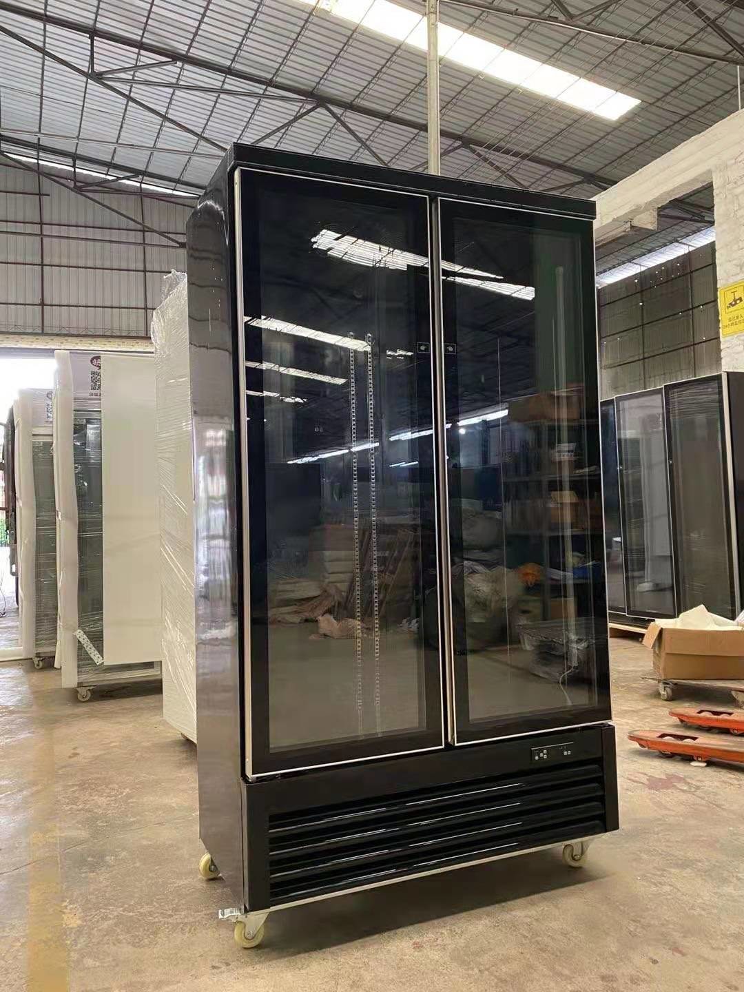 Double full glass door display cooler for energy drink display with high quality made in China