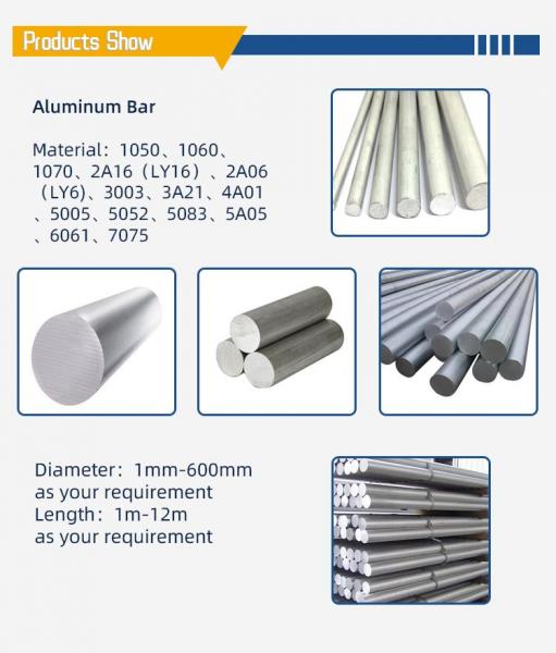 7075 5083 Solid Aluminum Bars 3003 2017 2014 6061 T6 Aluminum Round Bar Stock
