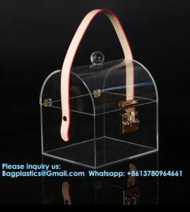 Quality High-End Bamboo Handle Acrylic Portable Square Box Portable Candy Gift Box wholesale