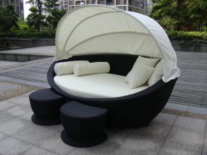 Quality Cane Garden Daybed With Tea/ Coffee Table , Wicker Oval Daybed wholesale