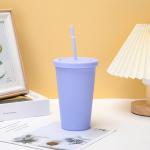 22 Ounces Colorful Iced Coffee Travel Mug With Straw Personalized Plastic