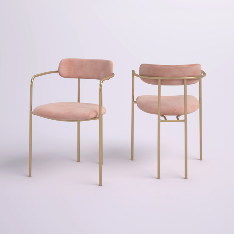 Contemporary Round Dinette Sets Velvet Upholstered Arm chair For Home
